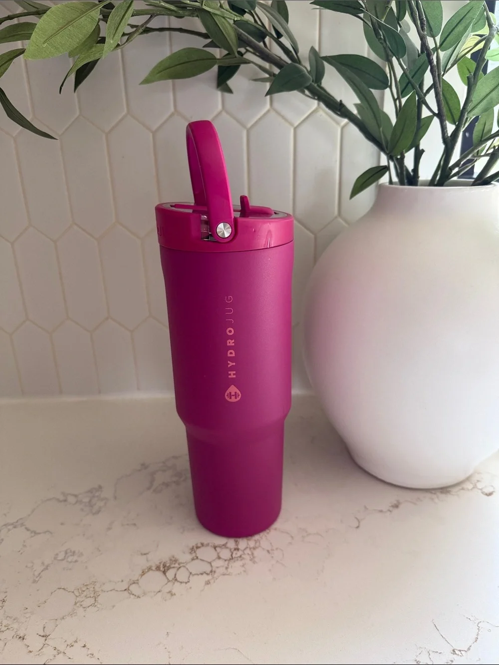 HydroJug Travel Tumbler with Flip Handle - Magenta Pink